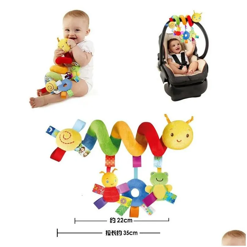 Mobiles# Baby Crib Hanging Rattles Toys Car Seat Toy Soft Mobiles Stroller Cot Spiral Pram Dolls for Babies born Gift 231026