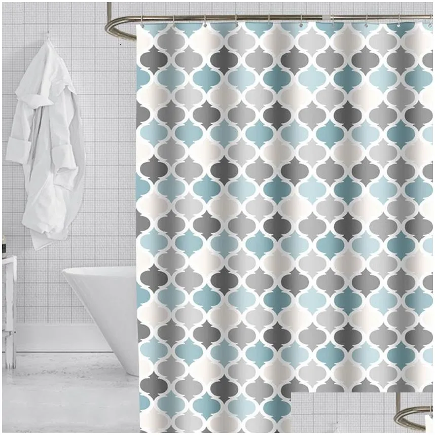 shower curtains modern shower curtains geometric flowers cartoon bath curtain cortina waterproof polyester for bathroom with 12pcs plastic hooks