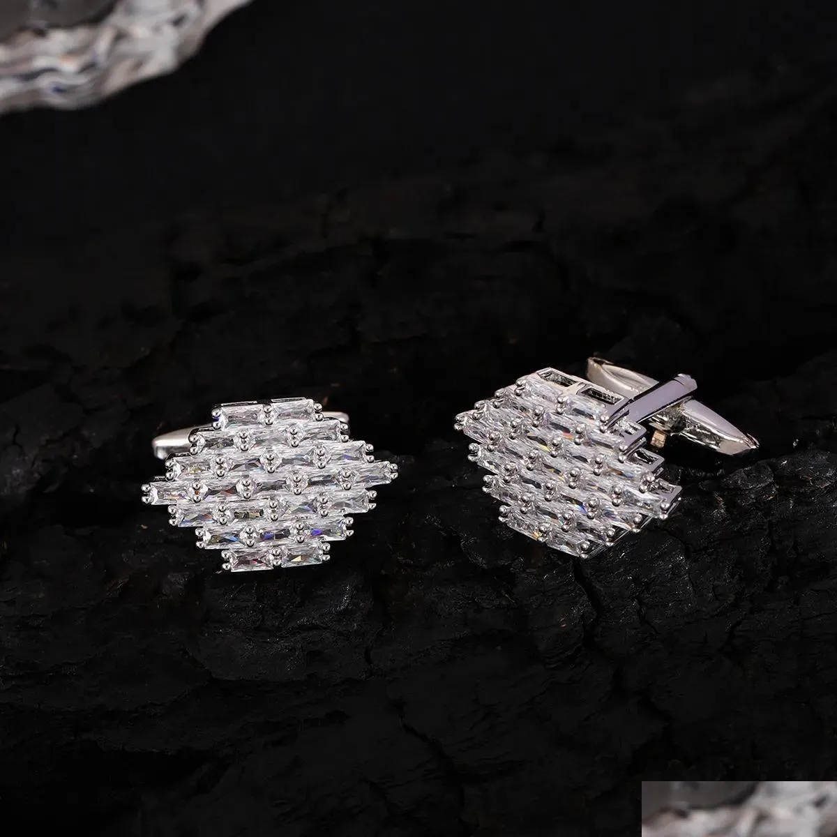Cuff Links The Rhombus Cufflinks With Diamond Inlay A Unique Accessory To Showcase Mens Noble Character And Exquisite Taste Drop Del