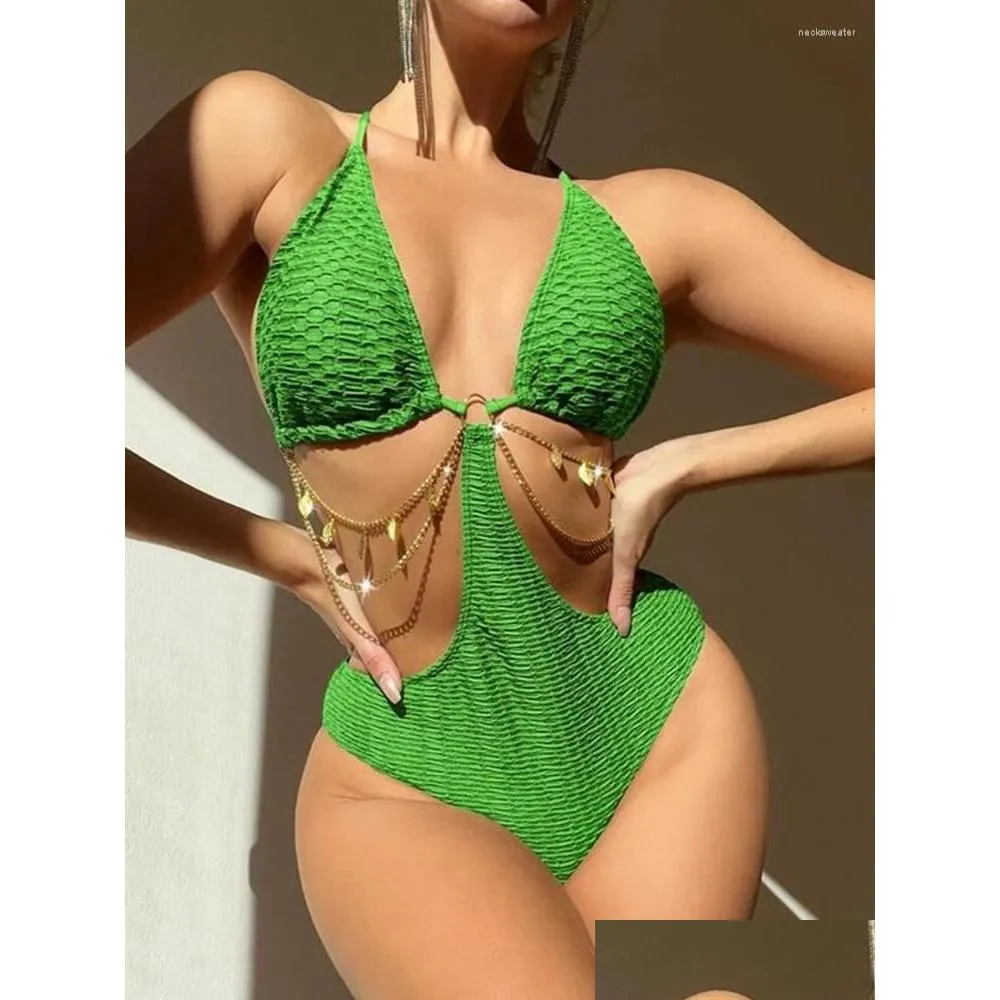 womens swimwear ring linked cut out one piece swimsuit 2023 womens sexy chain monokini bathing suit may female solid bodysuit