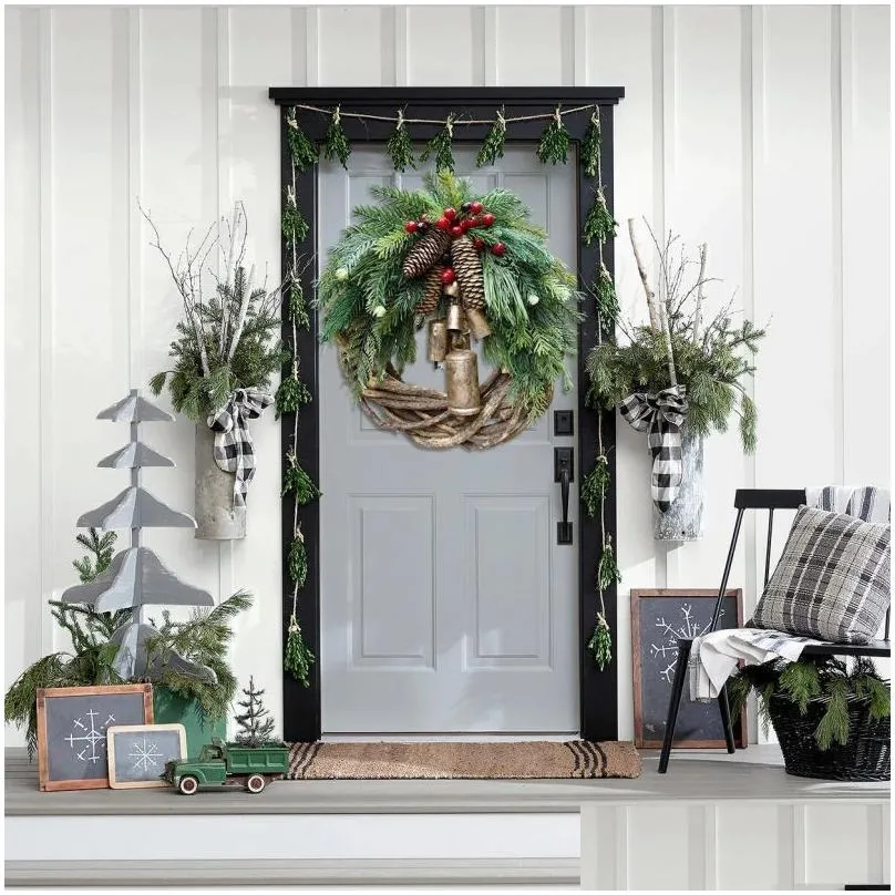 decorative flowers wreaths christmas wreath farmhouse boho garland bell door hanging christmas tree ornaments hanging 221020