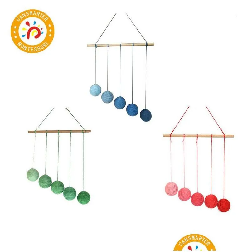 Mobiles Montessori Mobile DIY Visual Practice Charm Birth Baby Gradient Color Paste Ball Hanging Gobbi Dancer Munari 230520