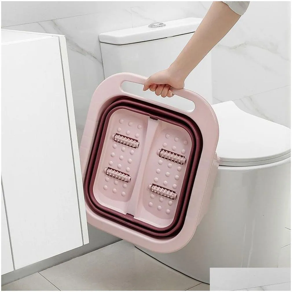 bathroom sinks foldable foot tub portable spa pedicure buckets water tub massage bath soak feet container thick sturdy plastic basin