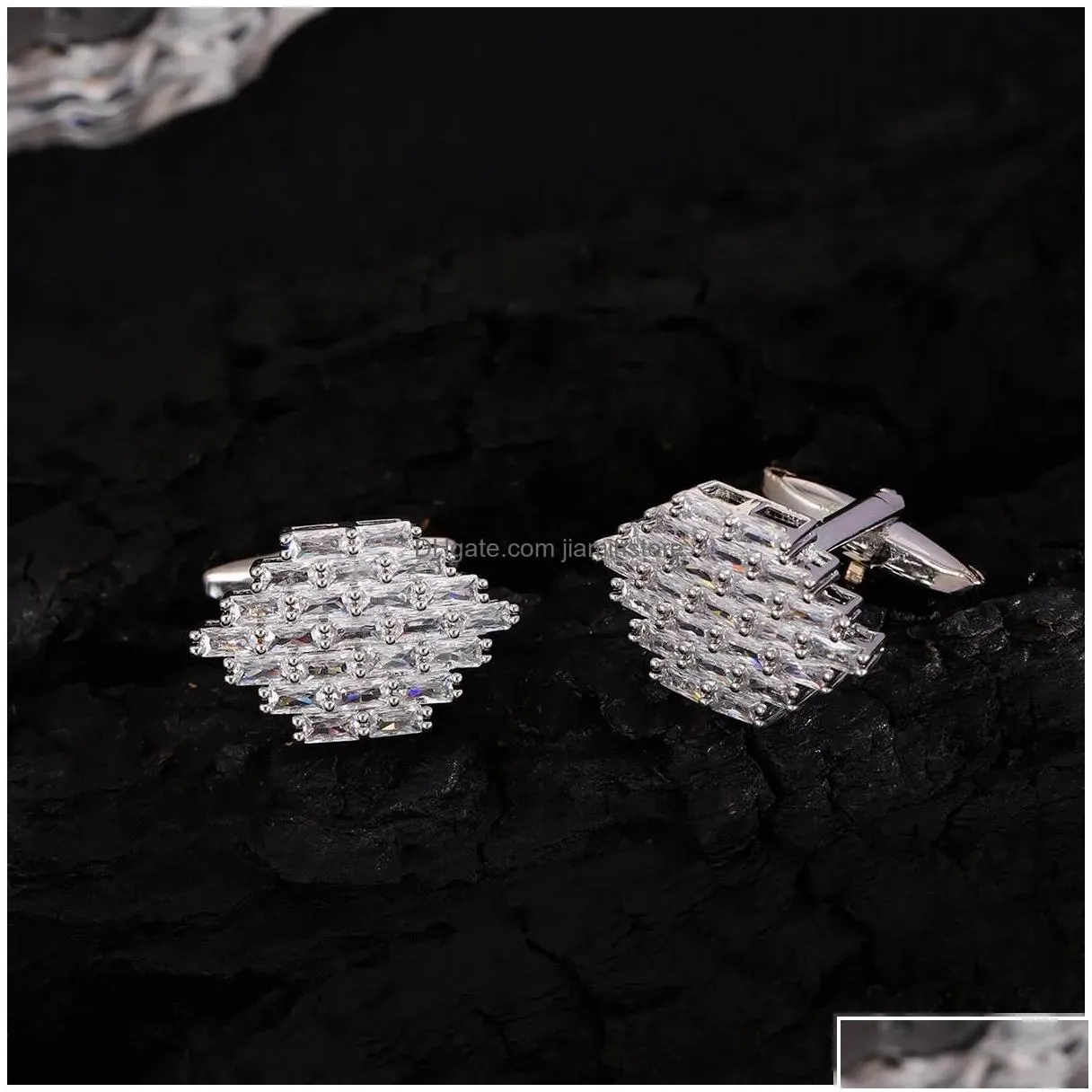 Cuff Links The Rhombus Cufflinks With Diamond Inlay A Unique Accessory To Showcase Mens Noble Character And Exquisite Taste Drop Del
