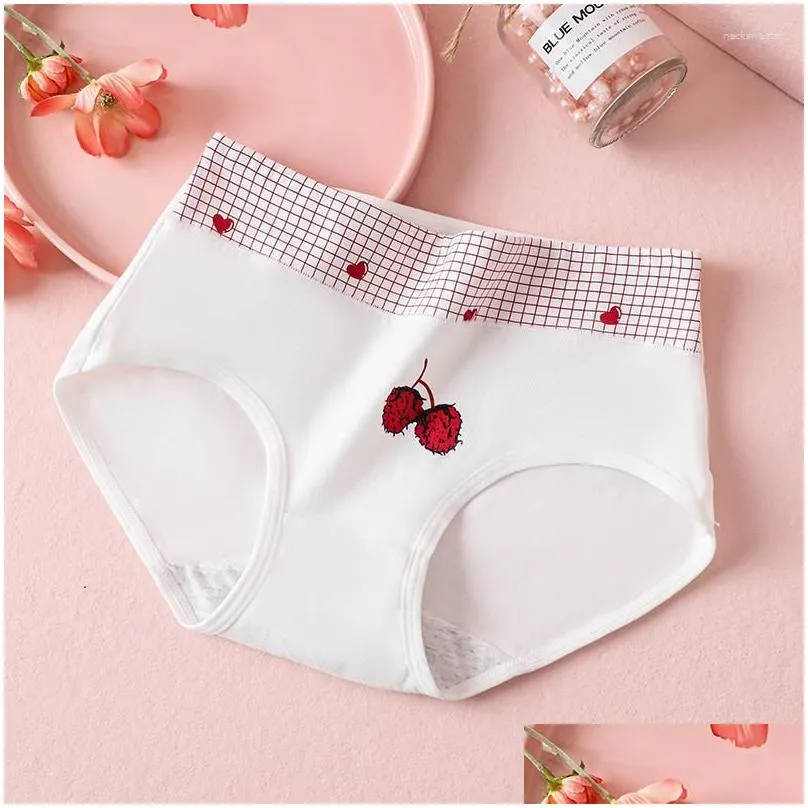 Womens Panties High Waist Cotton Body Slimming Underwear Breathable Cute Print Young Girls Briefs Soft Female Lingerie Drop Delivery Dhwcx