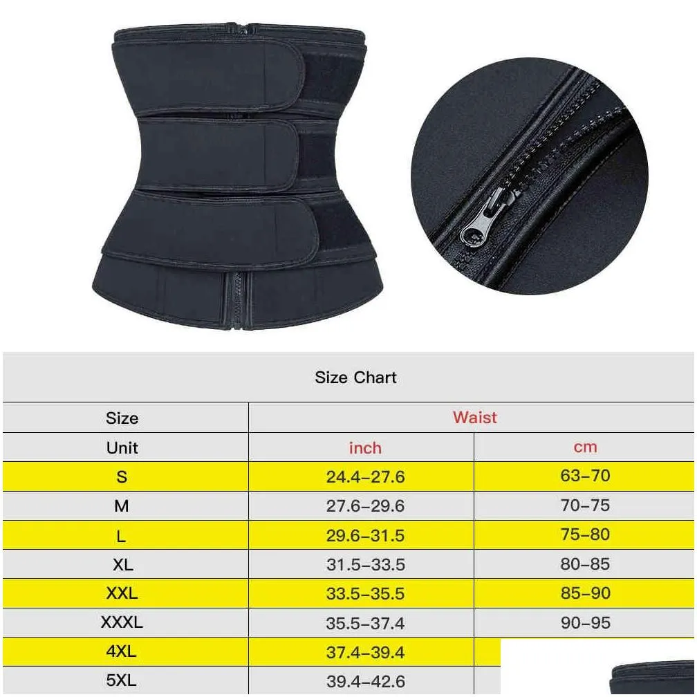 Womens Shapers Waist Trainer Body Shaper Plus Size Wasit Belly Control Sweat Belt Cinta Modeladora Waste Trainers 210326 Drop Delive Dhol7