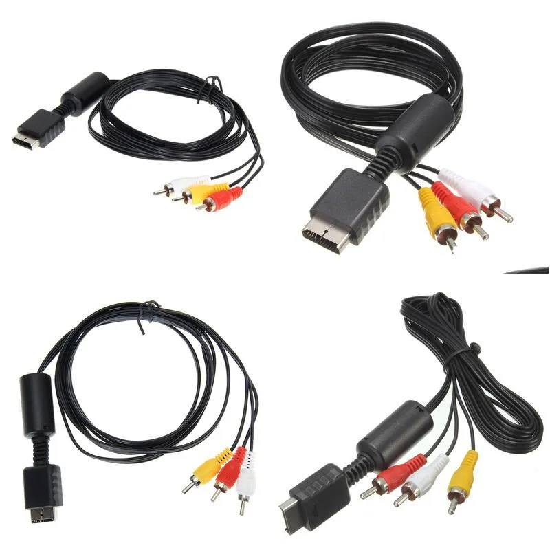 500pcs lots 1.8m Audio Video To 5 RCA AV Cable for PS3/PS2 AV Component TV Video Cable