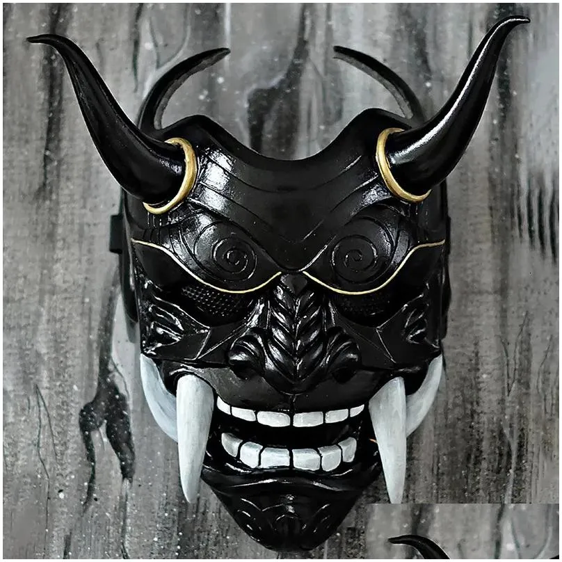 party masks latex prajna full head mask masquerade fancy dress ball cosplay headwear grimace fangs funny scary ghost god wizard mask