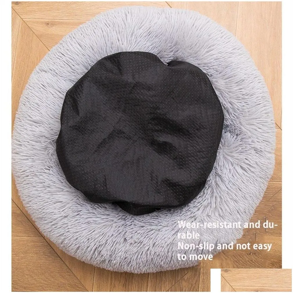 kennels pens round dog bed long plush pet kennel washable cat house soft cotton mats sofa for small large dog chihuahua dog basket pet bed