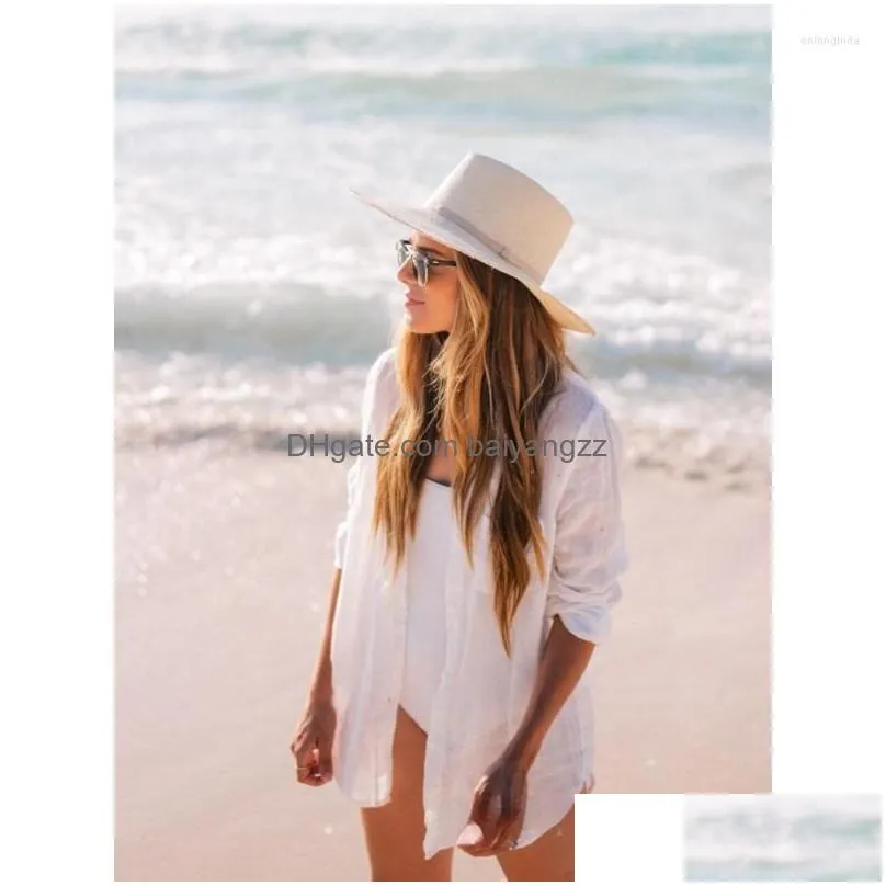 Womens Swimwear Beach Blouse Bikini Sun Protection White Tunic Er-Ups Sexy Summer Wear Swim Suit Er Up Causal Women Tops Drop Delive Dhl0W