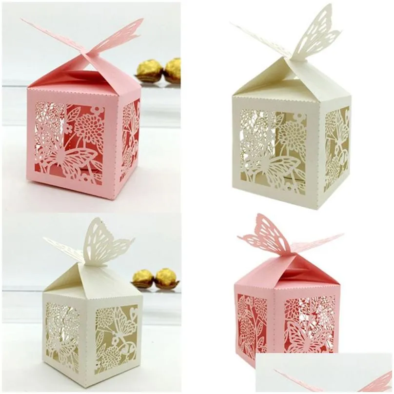 gift wrap 50pcs fashion butterfly candy box gift bags packaging chocolates for wedding mariage baby shower birthday party supplies favors