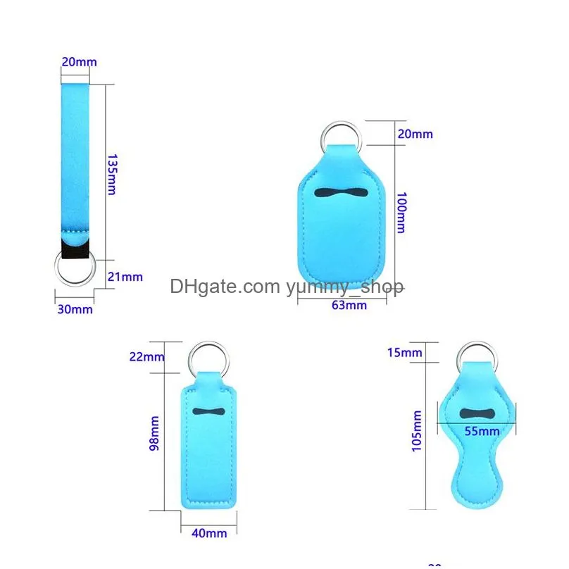 portable lipstick holder neoprene keychain solid color wrist keychain sanitizer holder bottle cover keyring key chain
