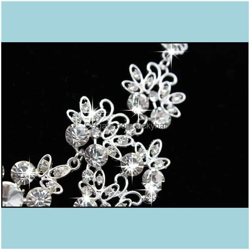 Wedding Jewelry Sets Engagement Bridal Rhinestone Earring And Necklace Simple Shining Dress Accessories In Bk Drop Delivery Ottg7