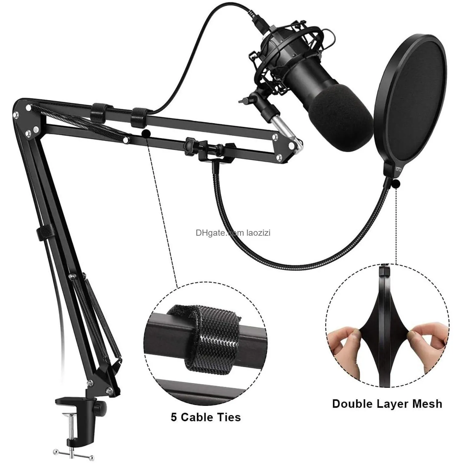 microphone stand mic arm desk adjustable suspension boom scissor for blue  snowball amp other mics for professional streaming