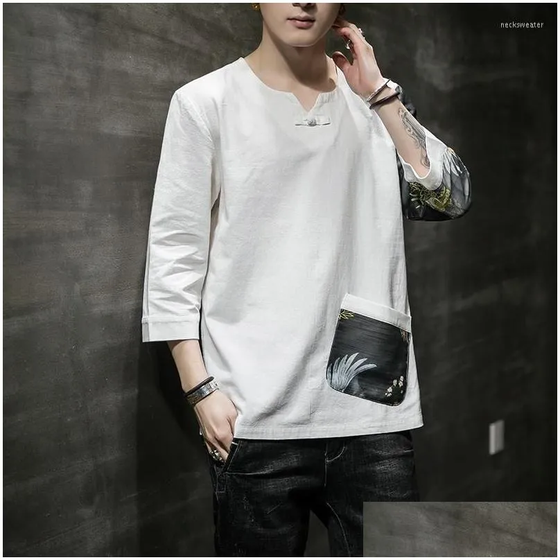 ethnic clothing summer 2023 cotton linen top traditional chinese for men vintage shirt asian streetwear tang suit clothes 30642