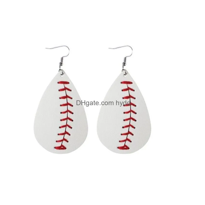 cheerleading usa baseball keychain earring sports red stitching seam white genuine leather baseball headbands