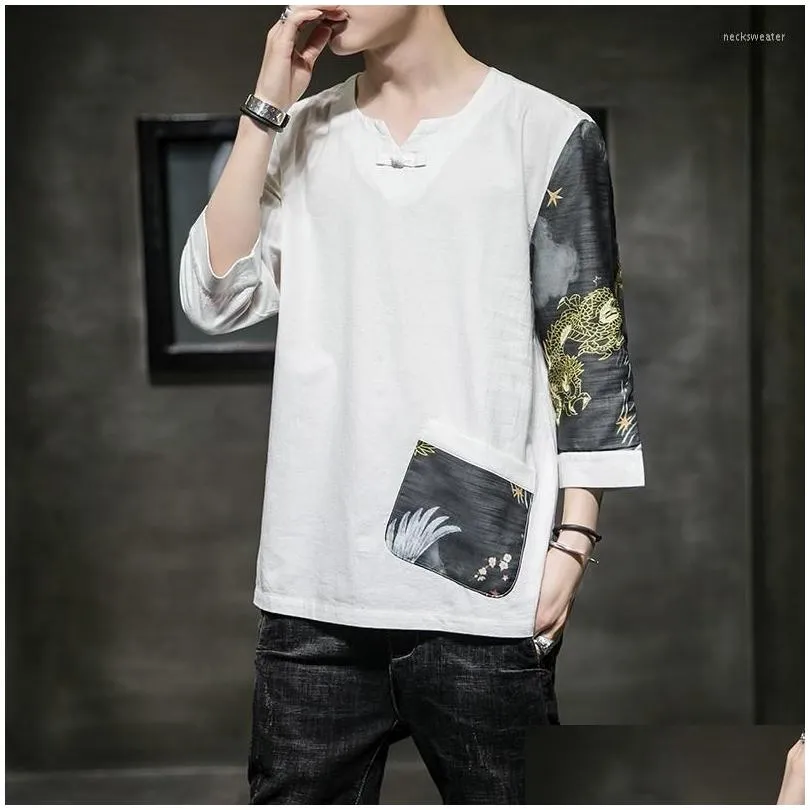 ethnic clothing summer 2023 cotton linen top traditional chinese for men vintage shirt asian streetwear tang suit clothes 30642