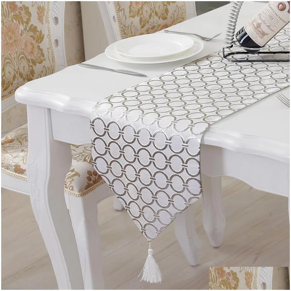 table runner stylish table runner simple modern fashion table runner circle embroidery table mat bed flag for home dinner table decoration