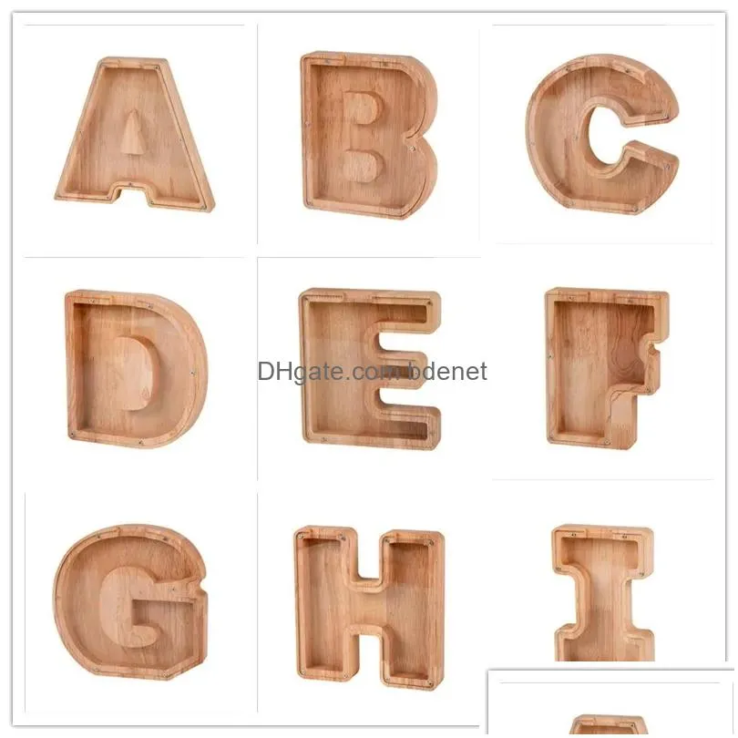 Other Festive & Party Supplies Twenty-Six English Alphabet Piggy Bank Wooden Money Box Safe Saving Boxes Meaningf Souvenir For Bedroom Dhuis