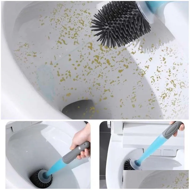 toilet brushes holders silicone toilet brush for wc accessories add detergent toilet brush wall-mounted cleaning tools home bathroom accessories sets