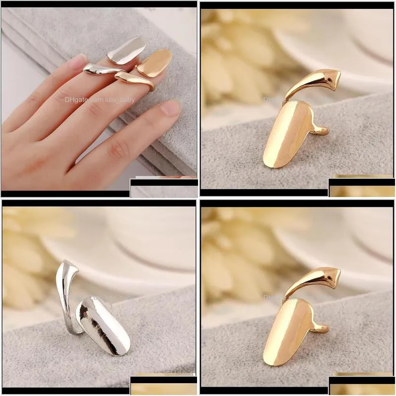 Band Drop Delivery 2021 Arrival Fashion Sier And Gold Plated Simple Nail Rings Jewelry Sexy Long Fingernail Open Ring For Girls Wholesale
