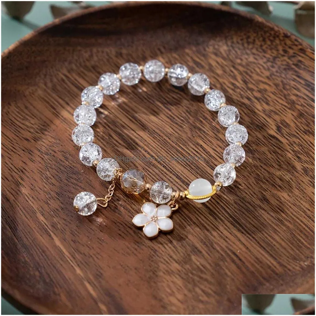 Beaded Korean Colored Crystal Bead Flower Pendant Bracelet For Women Bohemian Sakura Wedding Party Jewelry1 Drop Delivery Dhbfw