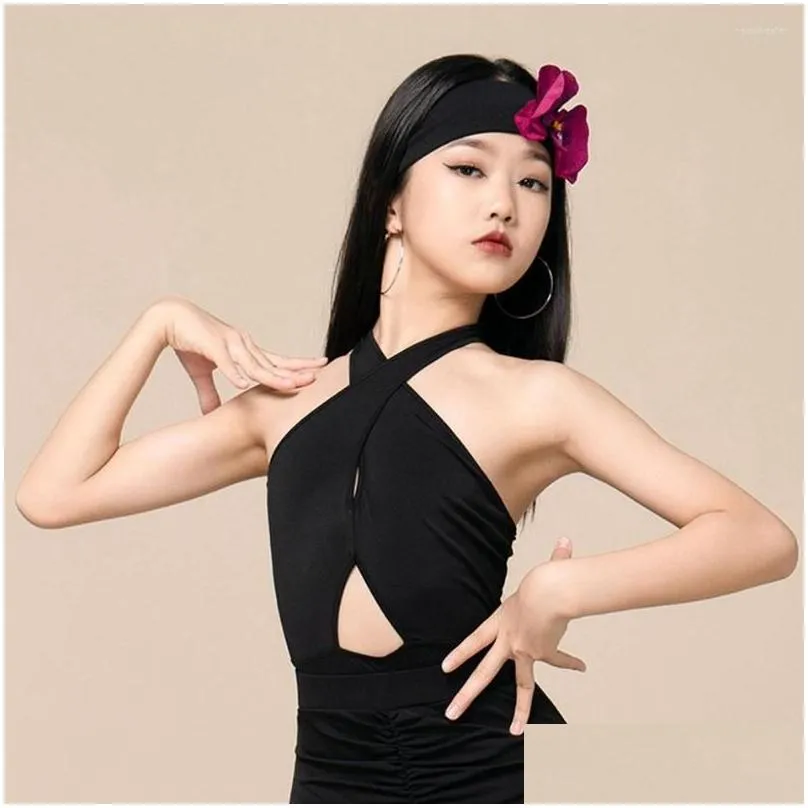 stage wear sleeveless callor design kids latin dance bodysuit for girl dress competition ballroom dancing costume ny04 g1282