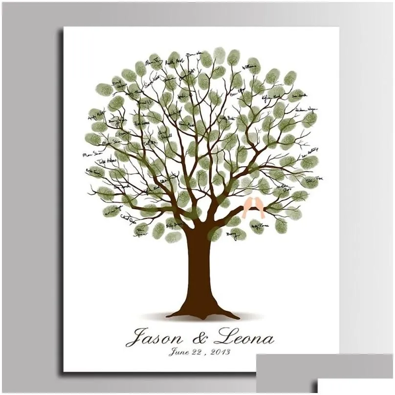 other event party supplies wedding fingerprint tree painting loved birds guest book wedding gift fingerprint painting wedding souvenir canvas painting