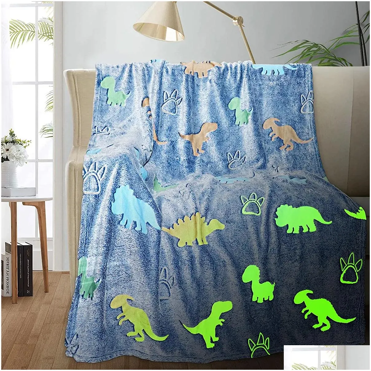 blankets dinosaur unicorn luminous blanket childrens birthday bedroom mermaid butterfly toy soft comfortable magic gift 230824
