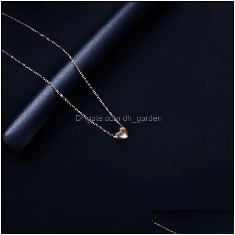 Pendant Necklaces Pendants Jewelry Small Peach Heart Love Necklace Clavicle Chain Women Sweet Fashion Simple Set Summer Drop Delivery
