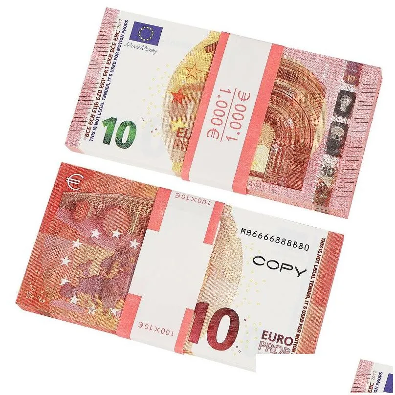 50% Size Top Quality Billet Euro Copy 10 20 50 100 Party Math Fake Banknotes Notes Faux Euros Play Collection Gifts Realistic Double Sided Stack Full