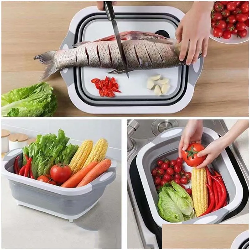 bathroom sinks portable foldable laundry basin plastic sink bucket washbasin cutting board kitchen storage basin for bathroom kitchen supplies