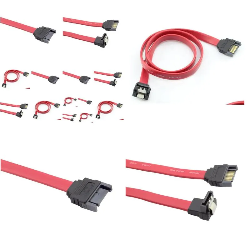 90 Degree Up Angle 7Pin SATA 3.0 Serial Port Male to Female M/F Extension Cable Cord for HDD SSD Hard Drive 50cm Shielding RED