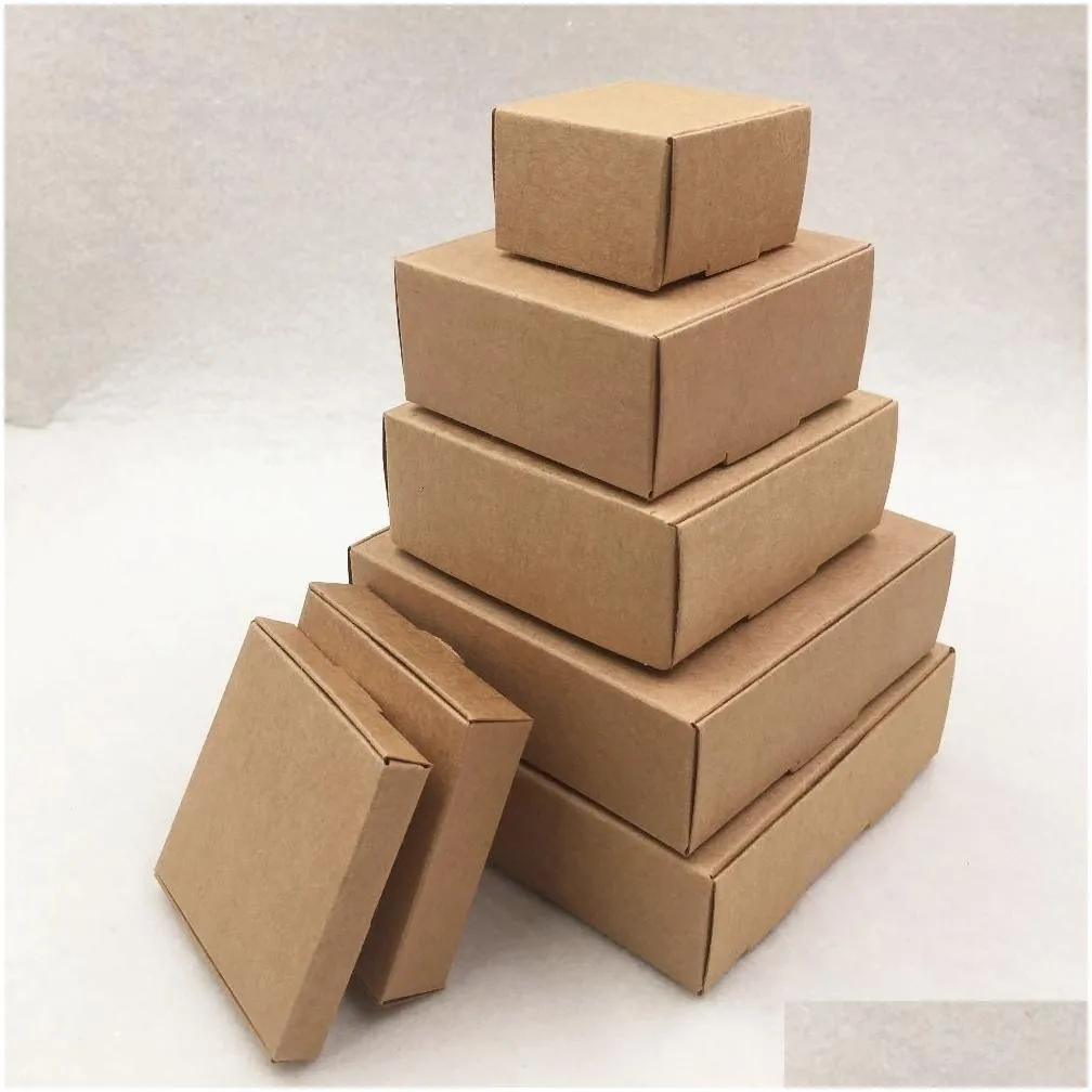 gift wrap 50pcs multi size cute square kraft packaging box wedding party favor supplies handmade soap chocolate candy gift box 230704