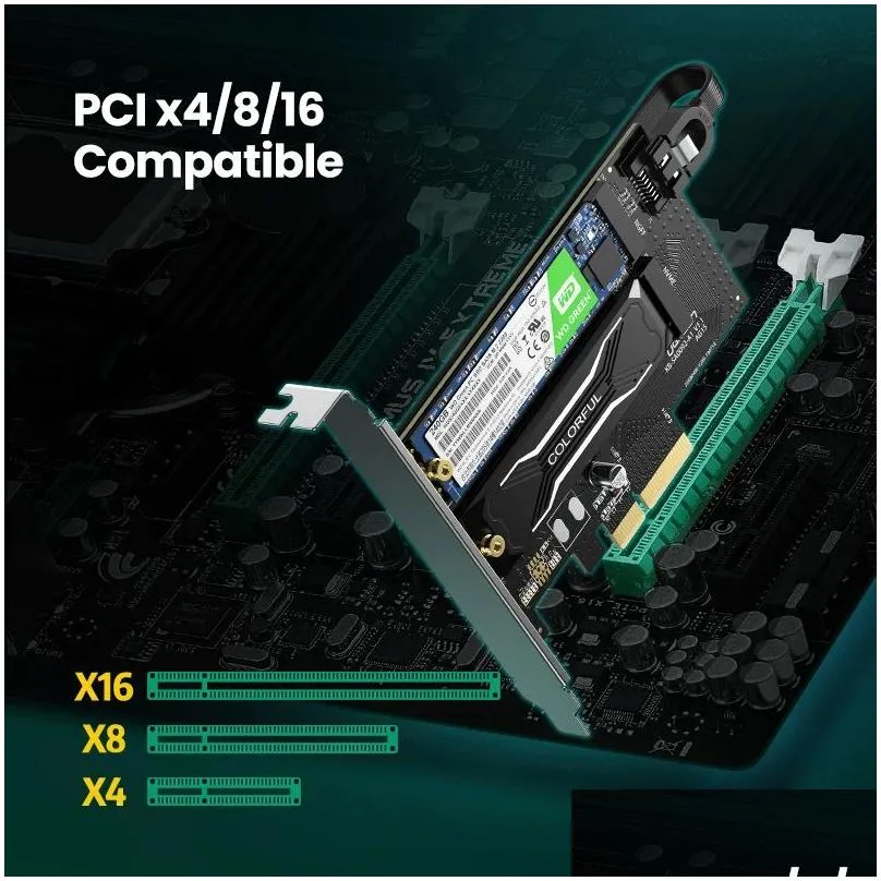 Cards Ugreen PCIE to M2 Adapter NVMe PCI Express X16/8/4 Adapter SSD M.2 Enclosure 32Gbps PCIE Card M&B Key Computer Add On Cards