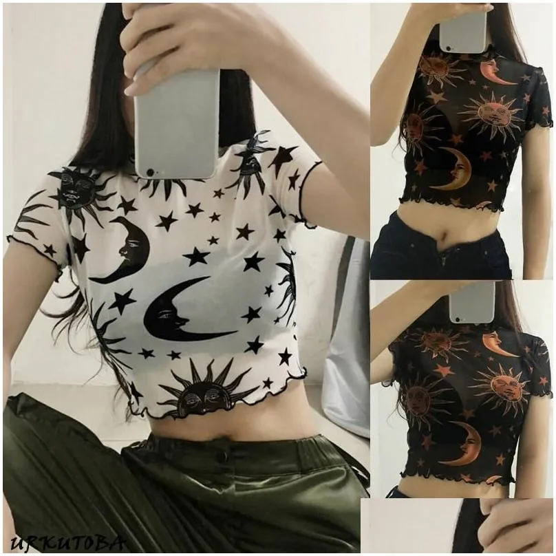 bras sets women sexy mesh sheer transparent crop tops exotic see through short sleeve tank tees top