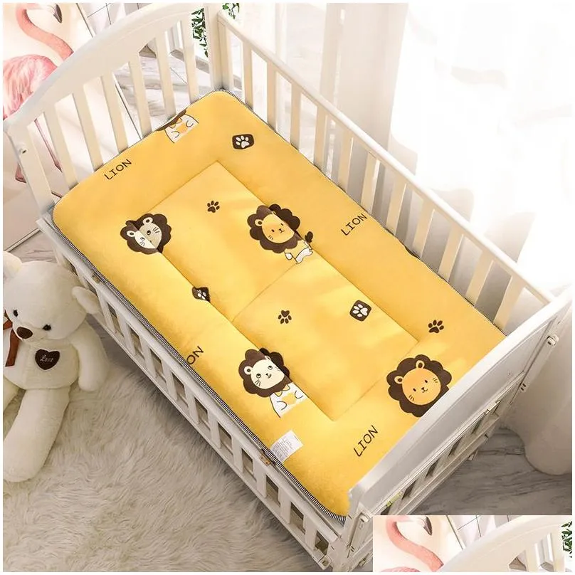 Bedding Sets Baby Crib Set 120X60Cm Toddler Bed Mattress Pad Fleece Breathable Boys Girls Cartoon Room Cute Floor Play Mat Drop Deli Dhli5