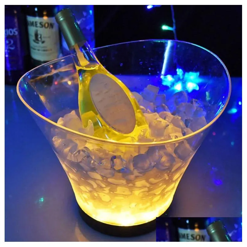 ice buckets and coolers 6.5l waterproof abs led ice bucket 7 color led champagne bowl ktv bars nightclubs led light up beer bucket bars night party