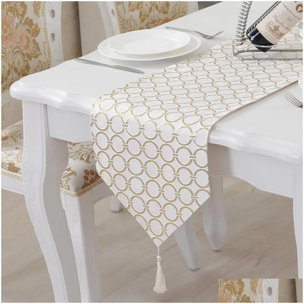 table runner stylish table runner simple modern fashion table runner circle embroidery table mat bed flag for home dinner table decoration