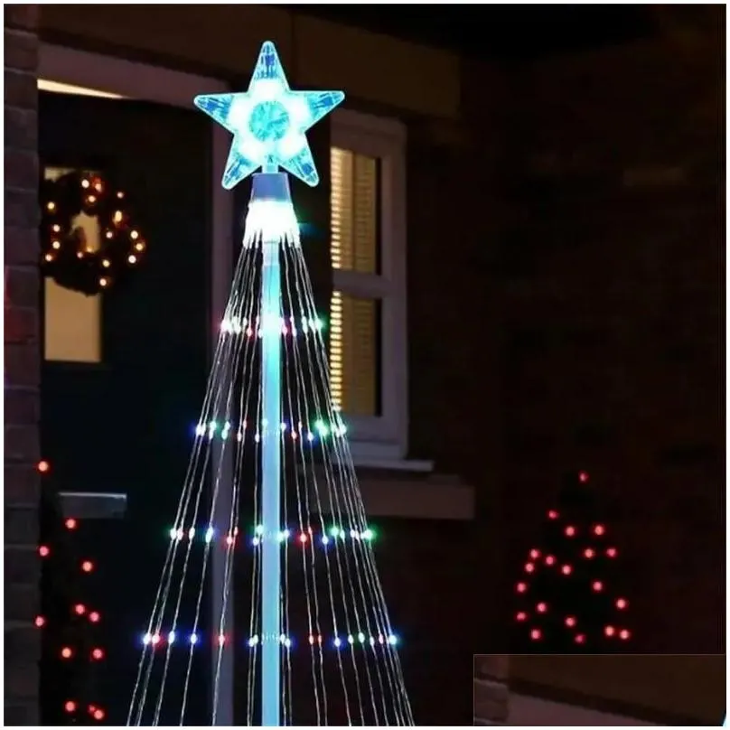christmas decorations led christmas tree lightshow string cone waterfall star lights outdoor multicolor lightshow for wedding party decoration eu plug