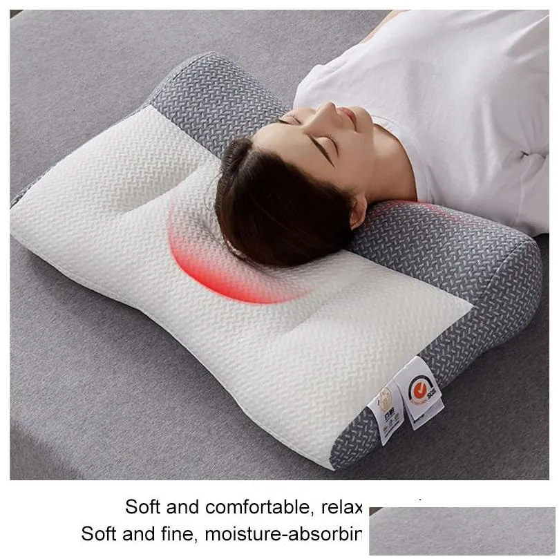 memory orthopedic cotton pillow 40x70cm slow rebound soft memory slepping pillows ergonomic shaped relax the cervical for adult 231220
