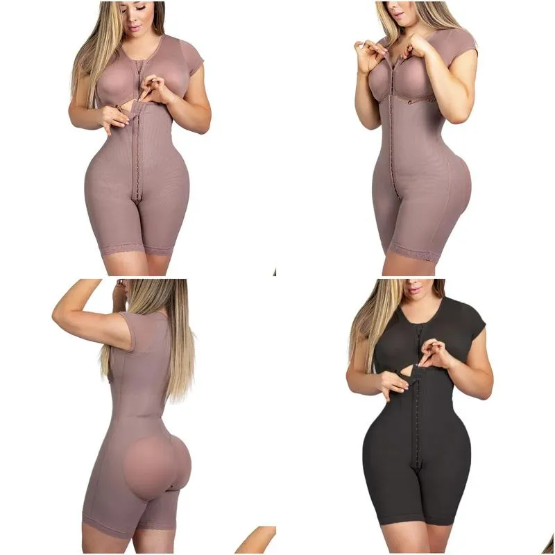 womens shapers fajas colombianas waist corset seamless tummy control bulifter panties adjustable hook eye closure sleeve women shapewear