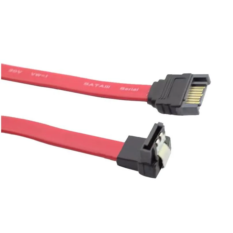 90 Degree Up Angle 7Pin SATA 3.0 Serial Port Male to Female M/F Extension Cable Cord for HDD SSD Hard Drive 50cm Shielding RED