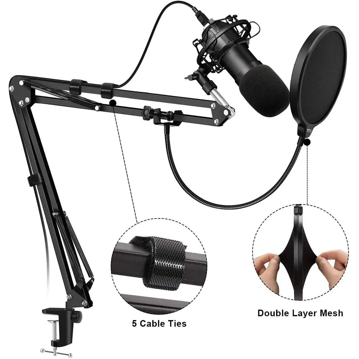 microphone stand mic arm desk adjustable suspension boom scissor for blue  snowball amp other mics for professional streaming