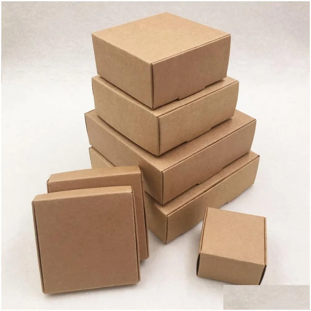 gift wrap 50pcs multi size cute square kraft packaging box wedding party favor supplies handmade soap chocolate candy gift box 230704