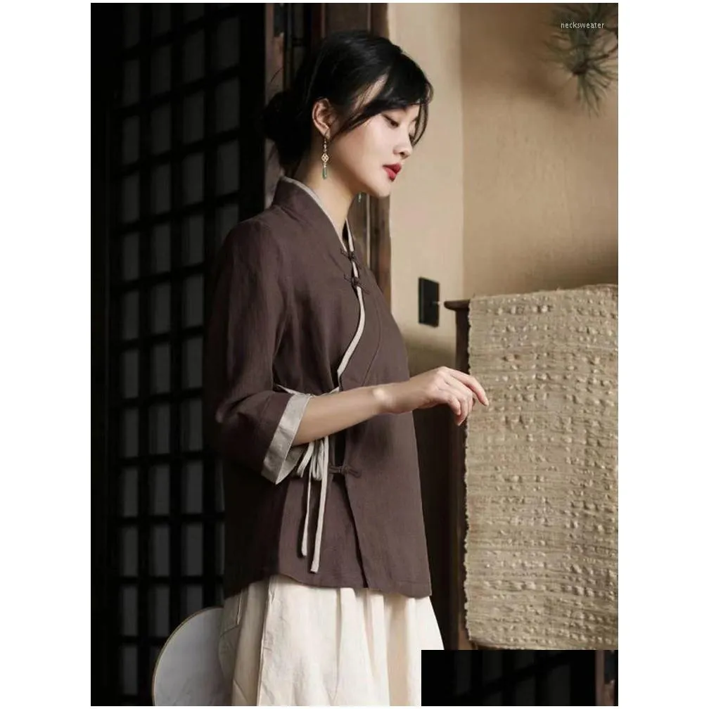 womens blouses women cotton and linen tang suit retro chinese clothing spring summer top