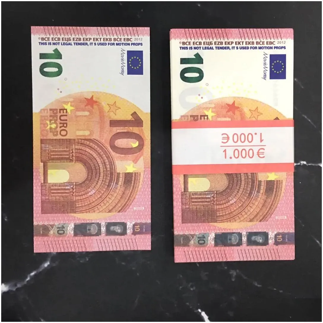 Wholesale Top Quality Billet Euro Copy 10 20 50 100 Party Math Fake Banknotes Notes Faux Euros Play Collection Gifts Realistic Double Sided Stack Full