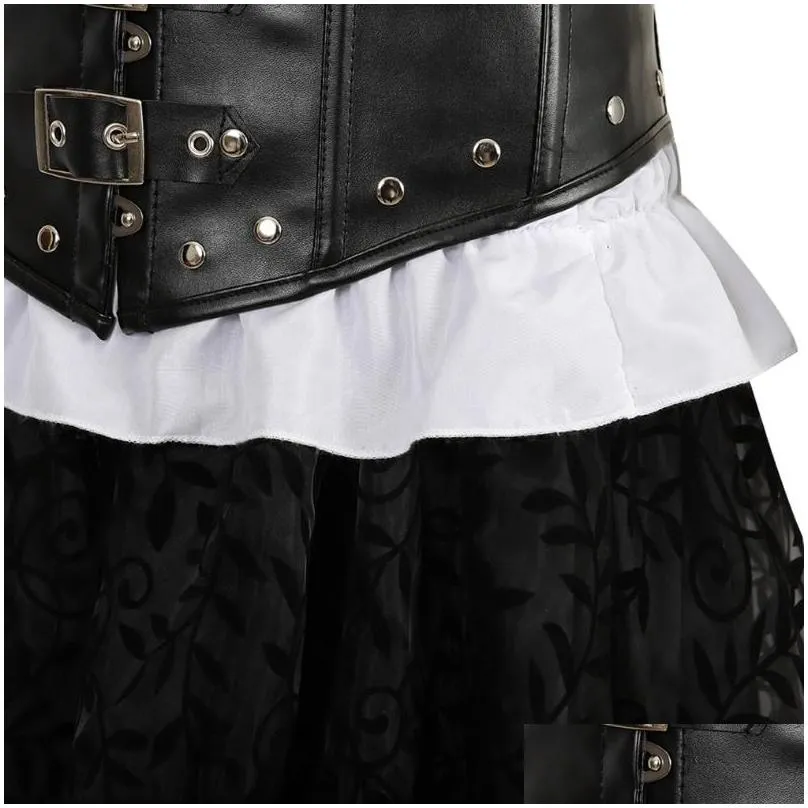 bustiers corsets three-piece off shoulder fashion locking closure steampunk costumes medieval corset dress pirate lingerie skirt