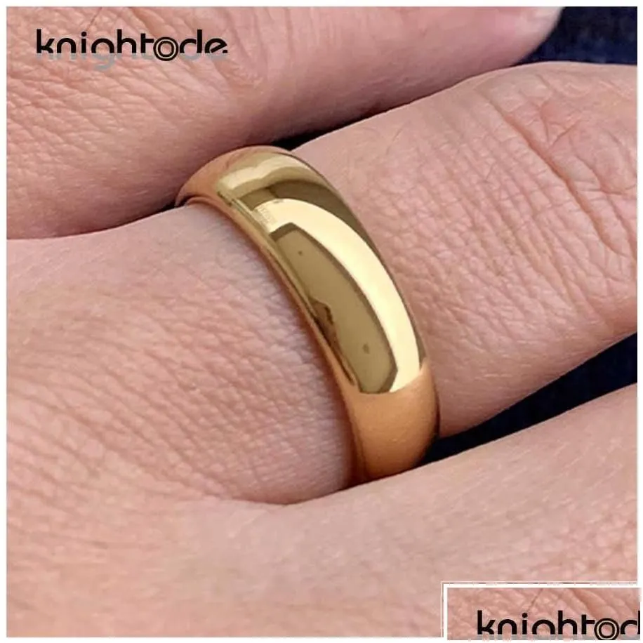 Band Rings Classic Gold Color Wedding Ring Tungsten Carbide Women Men Engagement Gift Jewelry Dome Polished Engraving 210713 Drop Del