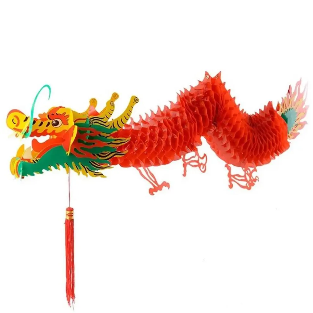 1.5m/1.0m spring festival dragon lantern chinese year hanging paper lamp ornaments shopping mall yard decoration 240127